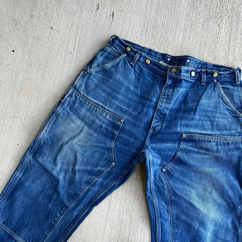 Carhartt B07 DNM faded denim double knee work wear carpenter pants